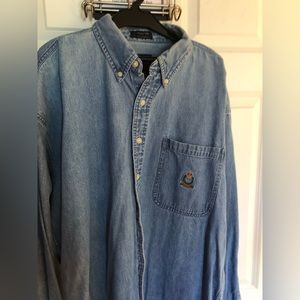 Mens Chaps for Ralph Lauren denim blue 100% cotton shirt.